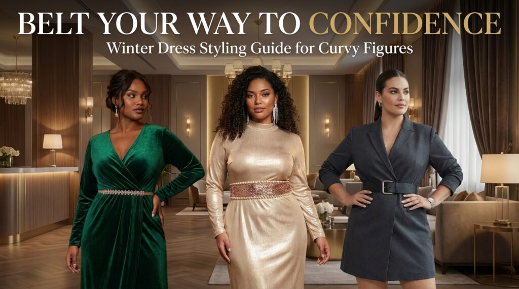 Belt Styling Guide for Winter Dresses For Fuller Waist Body Types